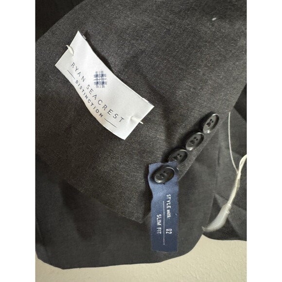 RYAN SEACREST DISTINCTION GRAY 40 LONG 100% WOOL SUIT TOP BLAZER SPORT COAT NWT - Picture 8 of 16
